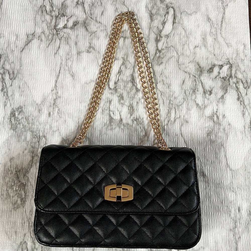 Express Black Quilted Handbag